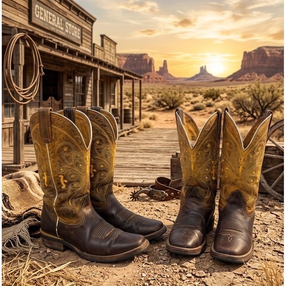 🔥El Temascal Distressed 🤑Leather Embroidered Western Cowboy Boots Men 9.5 W-11